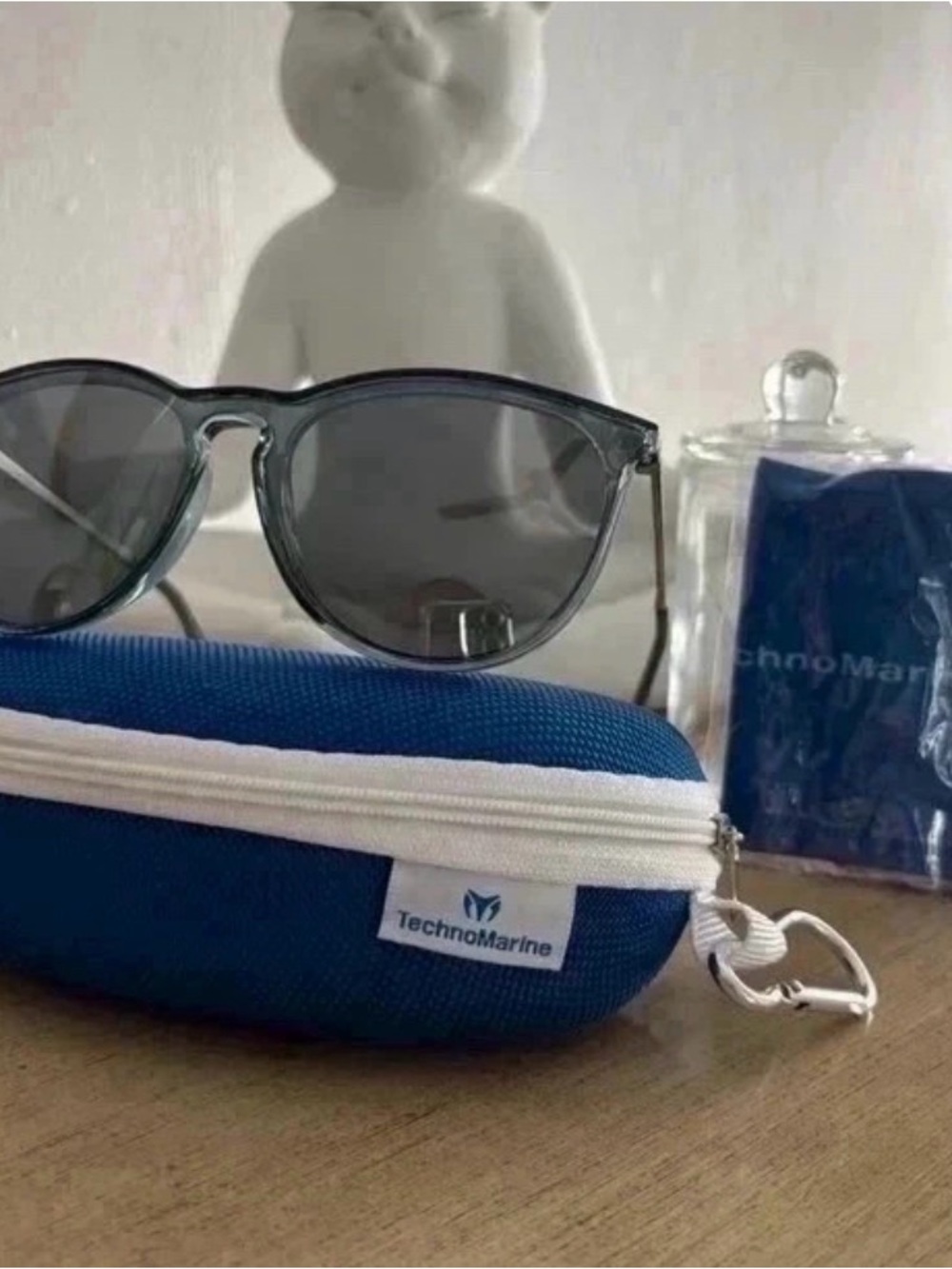 Technomarine Blue and White Men's Sunglasses Case with Carabiner
